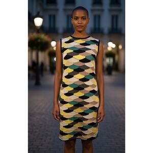 M Missoni Italy Scalloped Knit Mini Dress Sz M Metallic Cocktail Festive Dragon